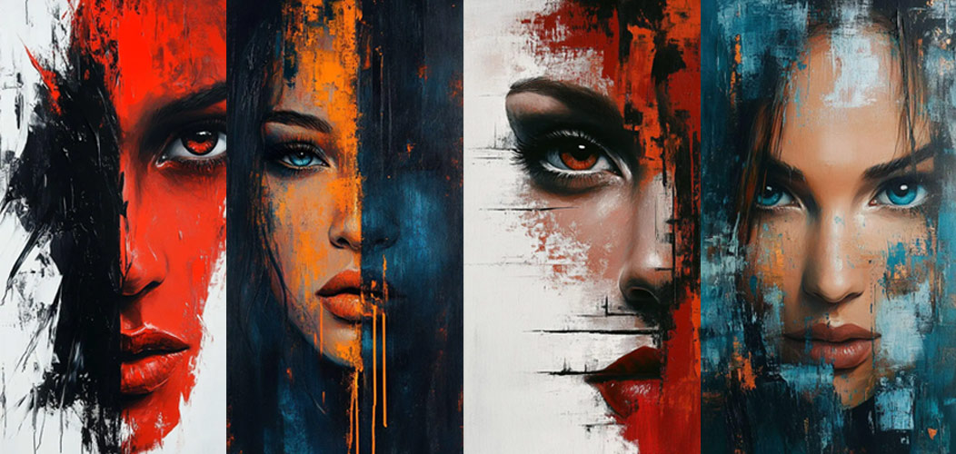 Fonds d'Écrans Visages en Peinture Minimaliste