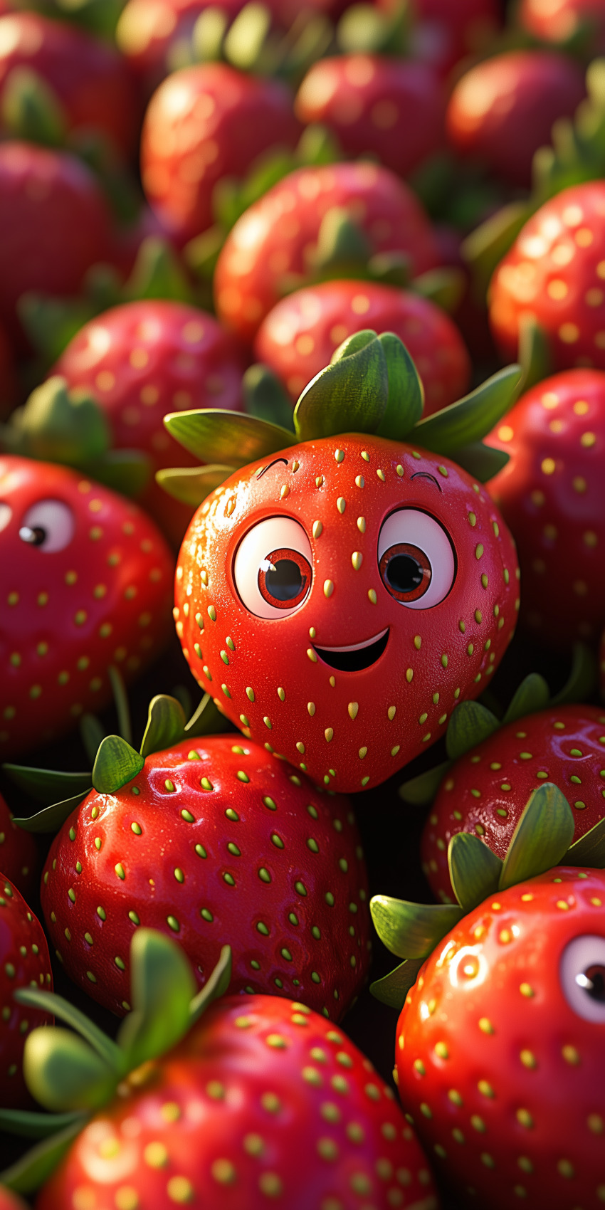 Fond d'écran mobile fraises sourire 2