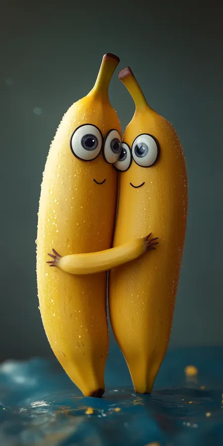 fond d ecran mobile bananes sourire calin 1