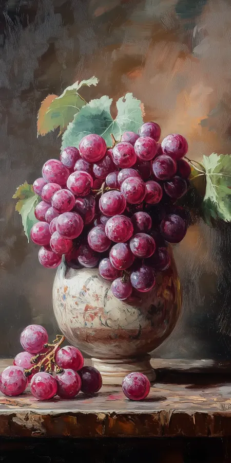 fond d ecran raisin nature morte peinture 2