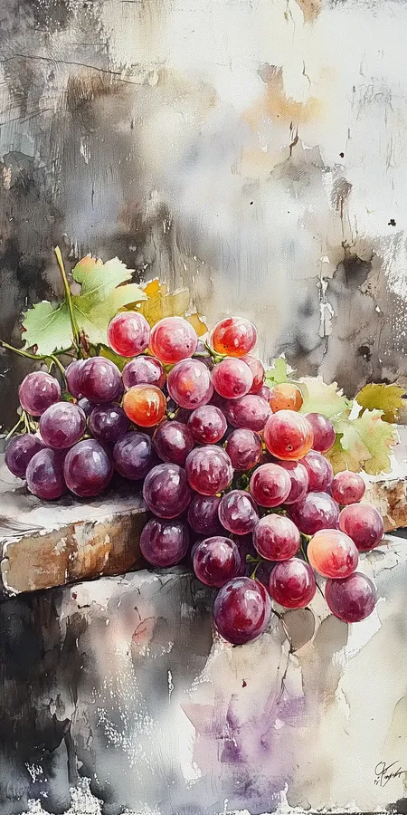 fond d ecran raisin nature morte peinture 3