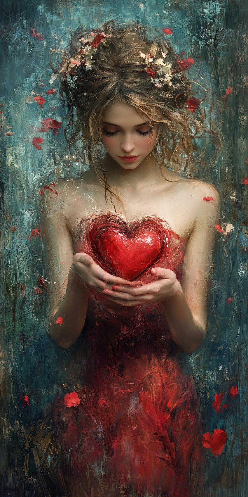 fond d ecran amour coeur romantique romantisme femme rouge