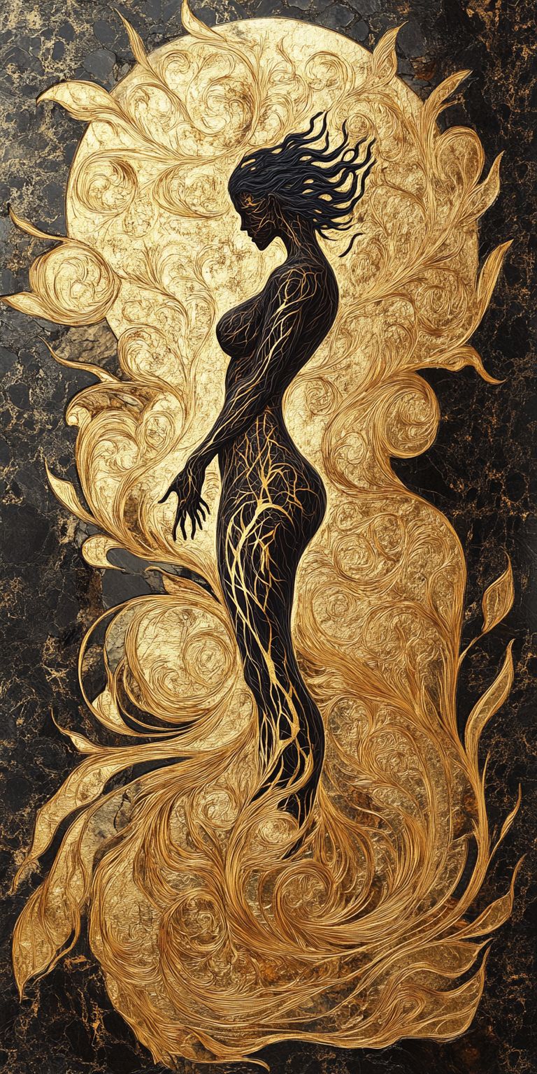 Fond d'écran mobile abstrait creation noir et or par ange lina 65