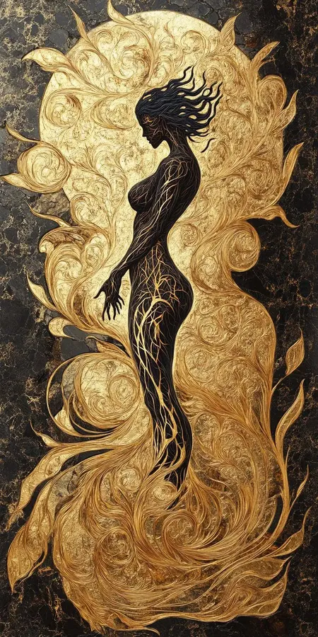 fond d ecran mobile abstrait creation noir et or par ange-lina 65