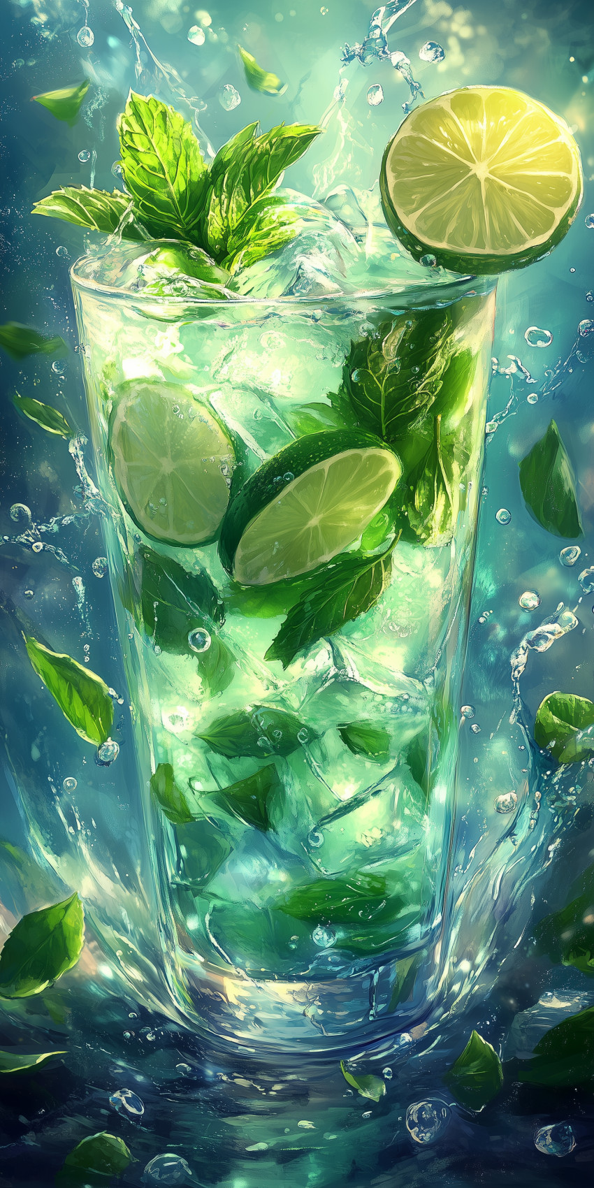 Fond d'écran Mobile Mojito Rafraîchissant : Explosion de Fraîcheur et Détails Éclatants