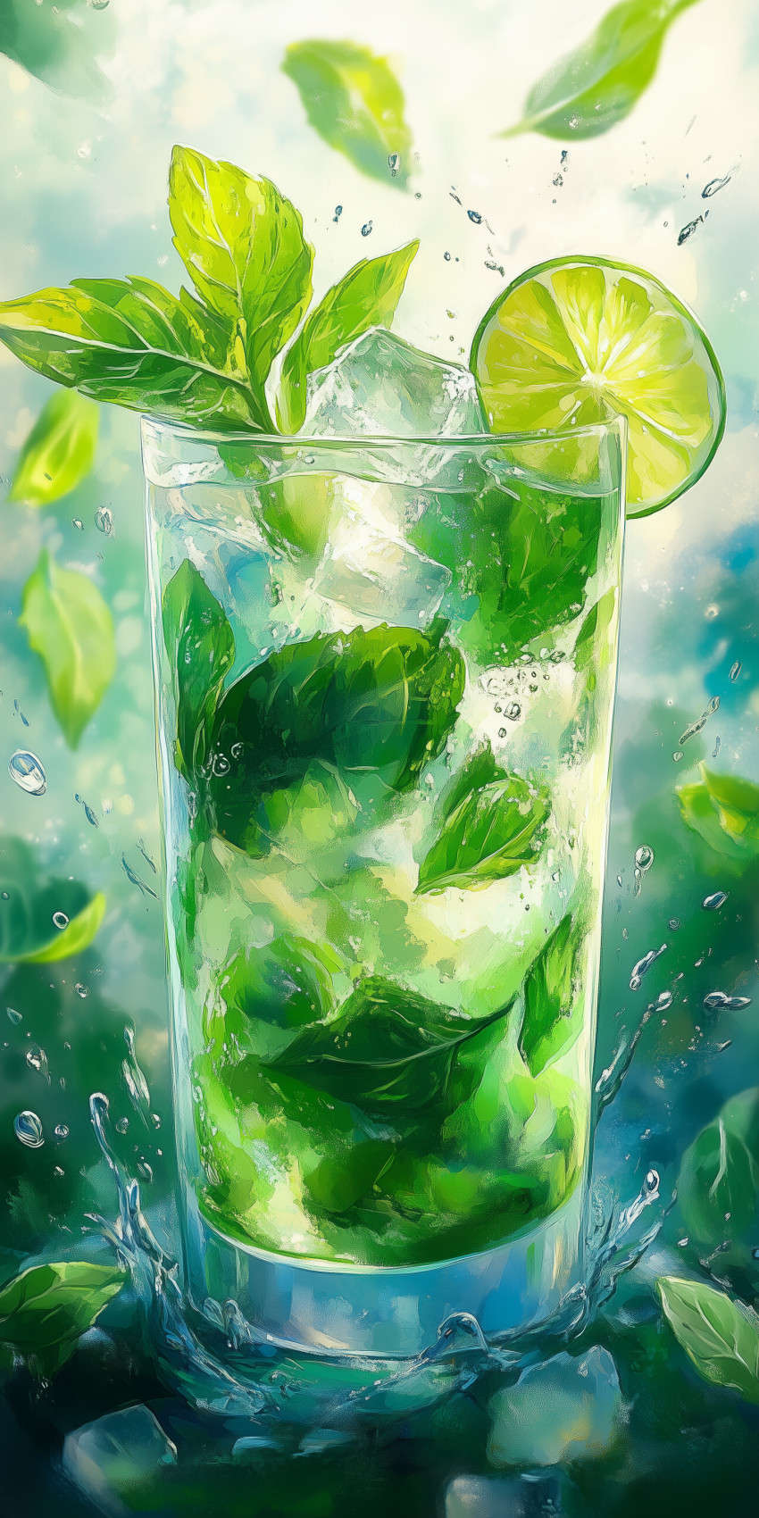 Fond d'écran Mobile Mojito Rafraîchissant : Explosion de Fraîcheur et Détails Éclatants