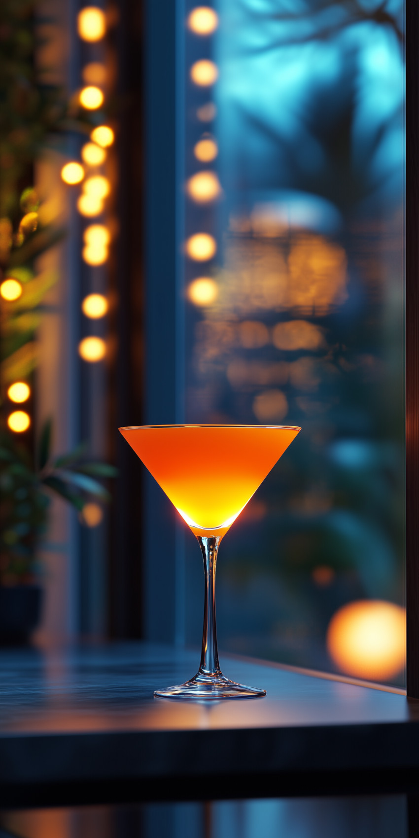 Fond d'écran Mobile Cocktail Ambré Lumineux : Ambiance Intime et Détails Scintillants