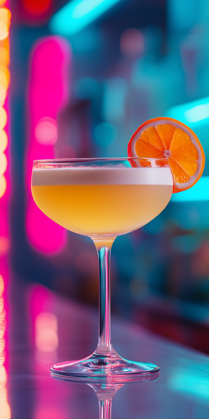 Fond d'écran Mobile Cocktail Jaune Mousseux : Ambiance Festive et Détails Éclatants