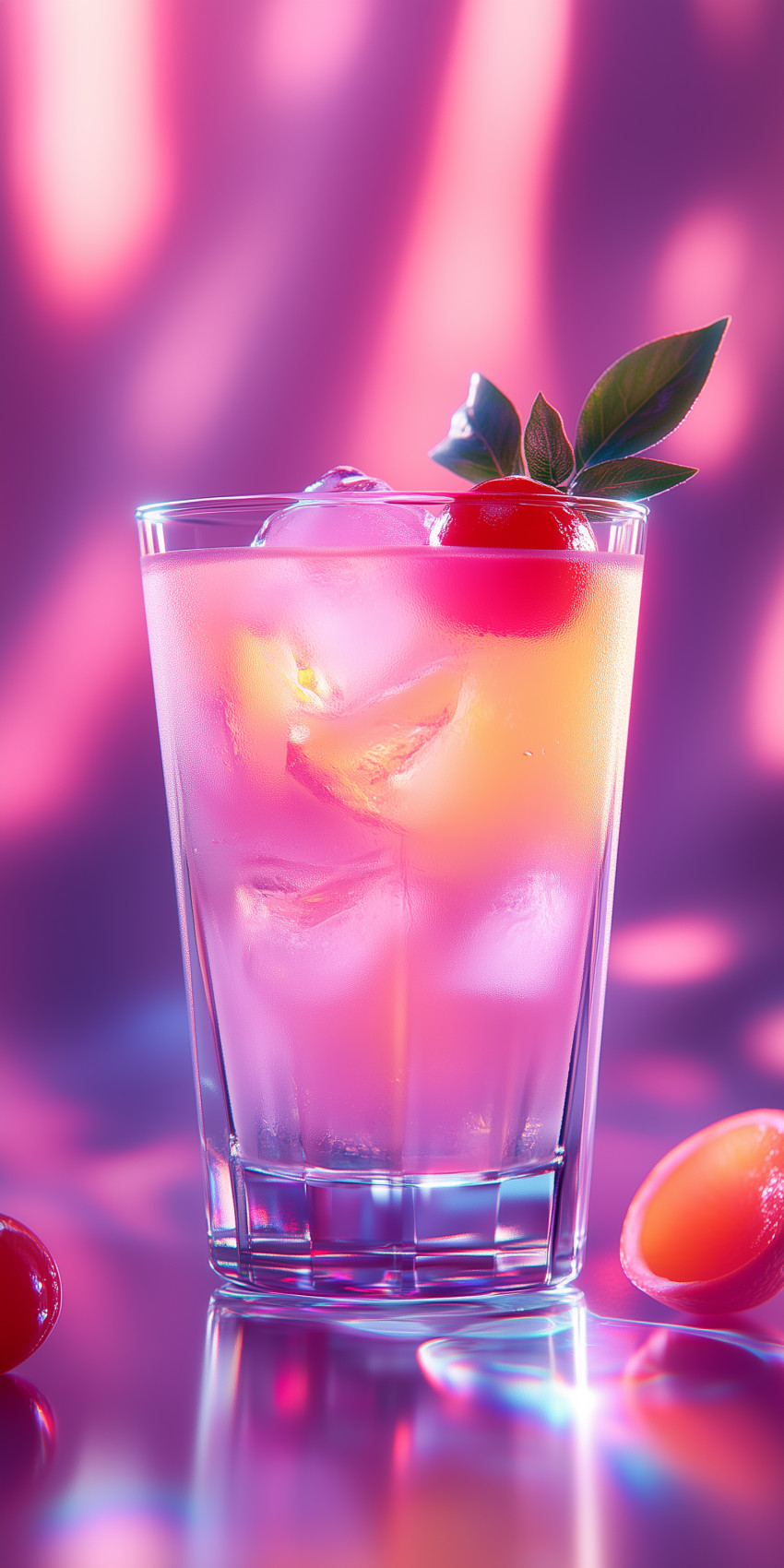 Fond d'écran Mobile Cocktail Rose et Jaune : Fraîcheur Estivale et Détails Lumineux