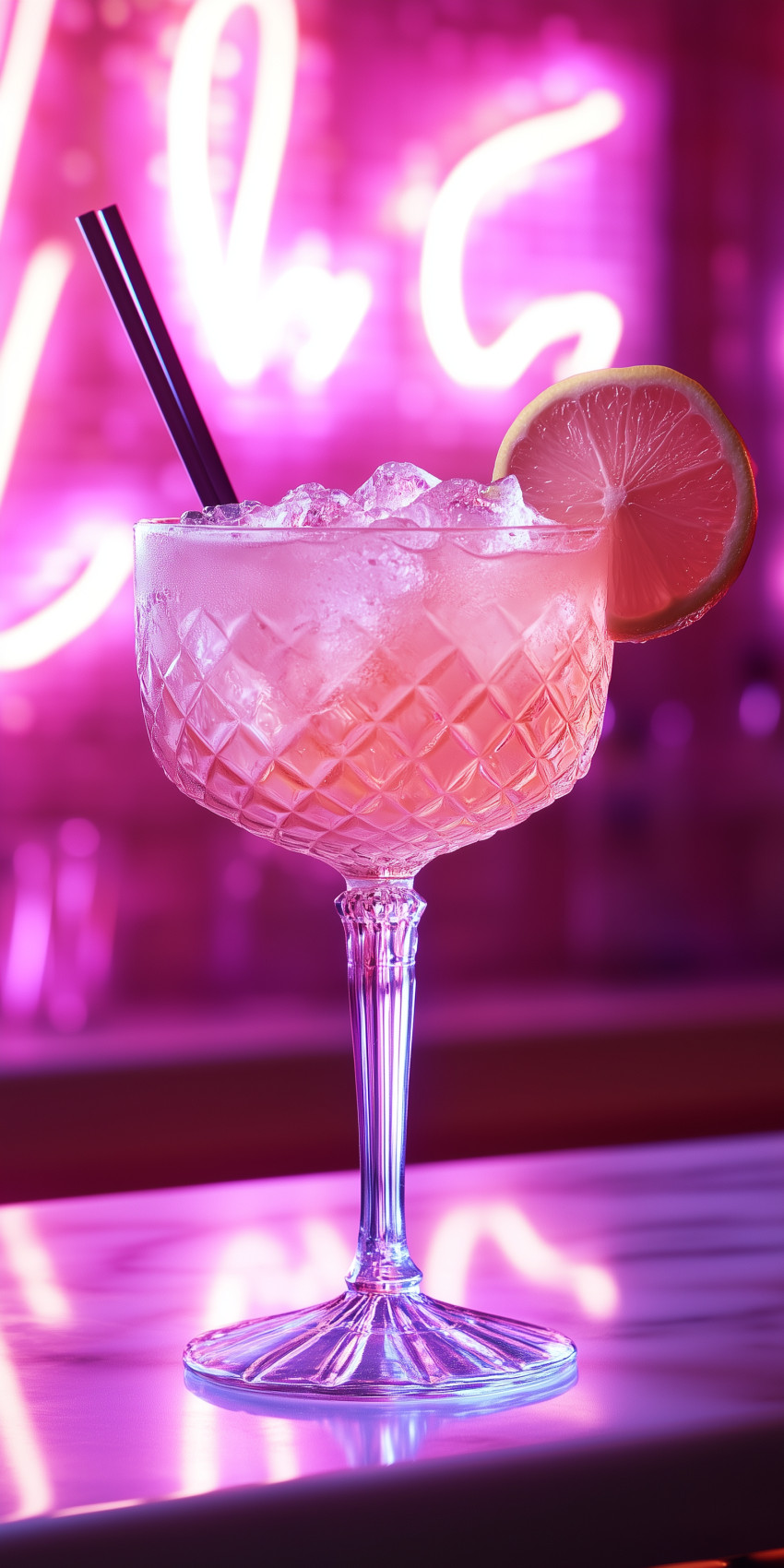 Fond d'écran Mobile Cocktail Rose Lumineux : Ambiance Festive et Détails Éclatants