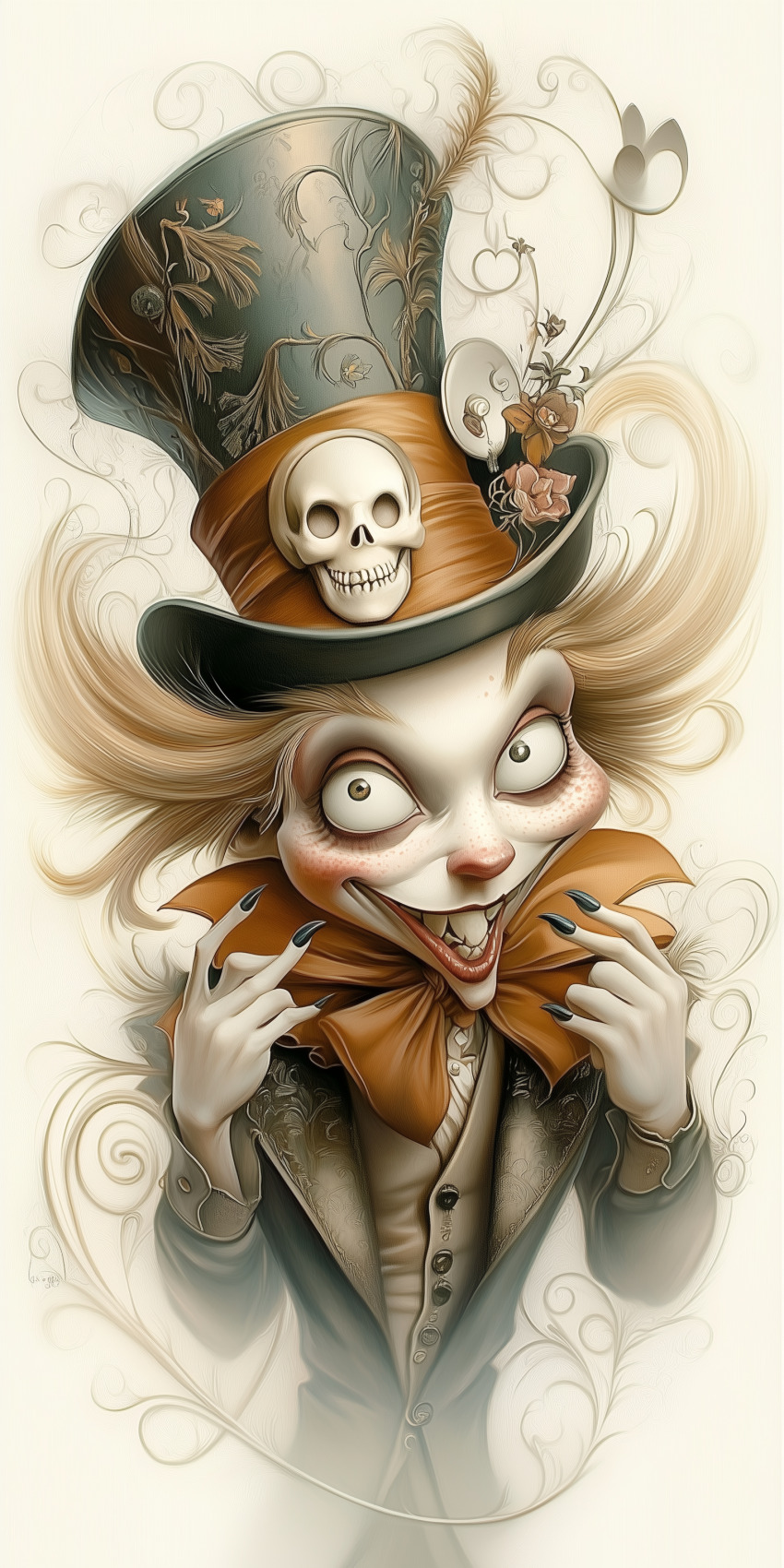 Chapelier fou illustration d'art dessin au crayon de couleur fantastique halloween 1