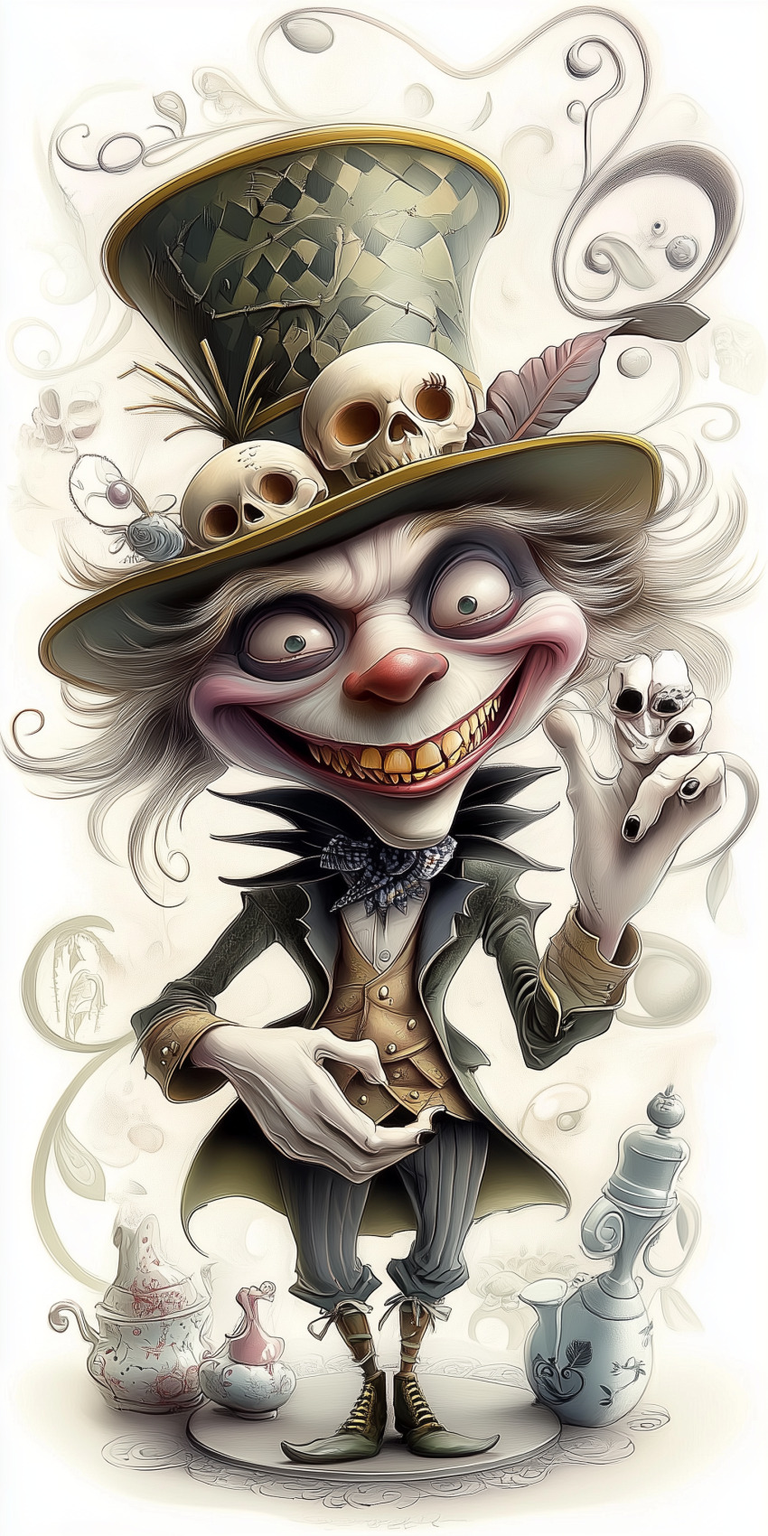 chapelier fou illustration d art dessin au crayon de couleur fantastique halloween 10