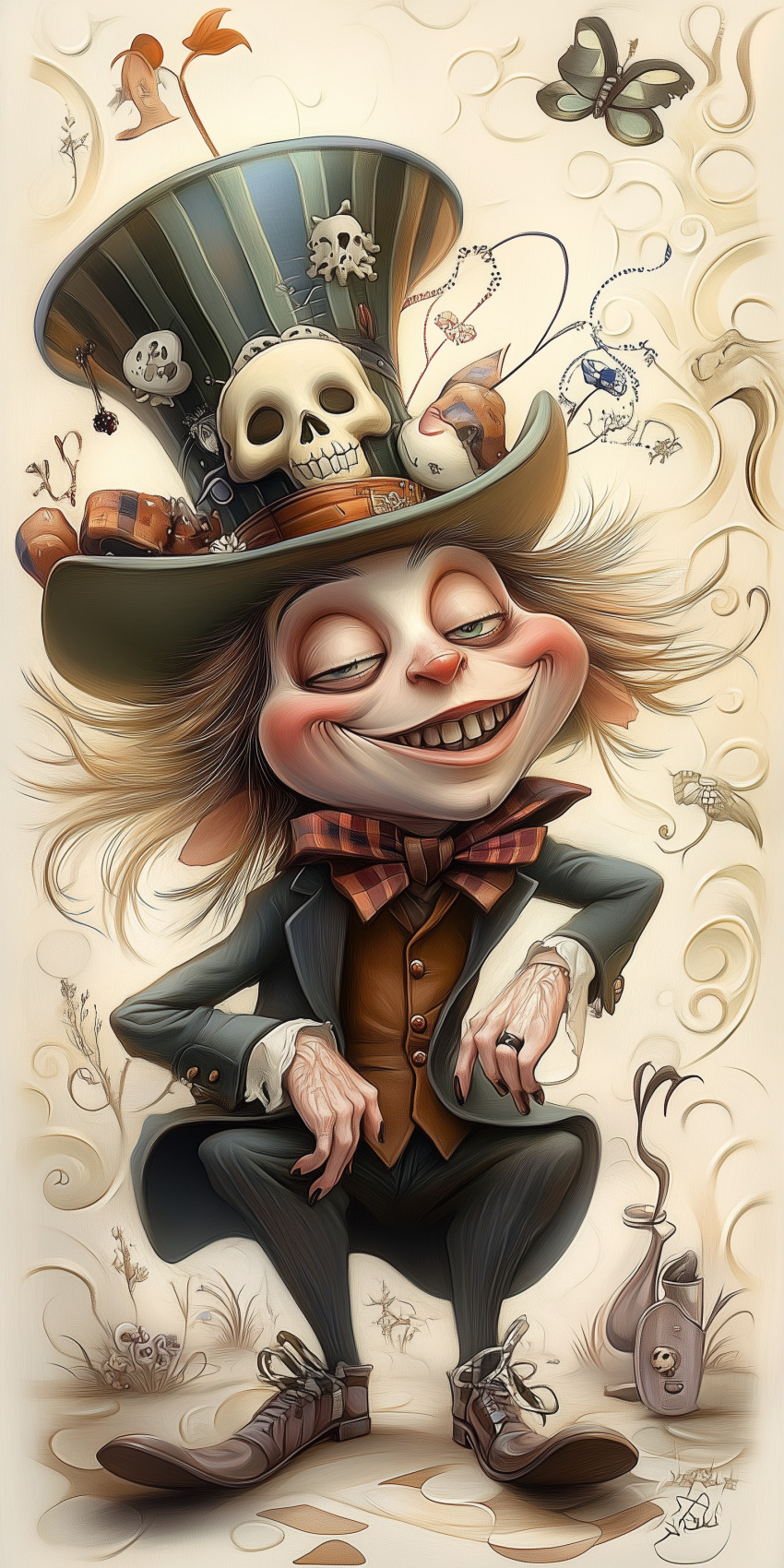 Chapelier fou illustration d'art dessin au crayon de couleur fantastique halloween 12