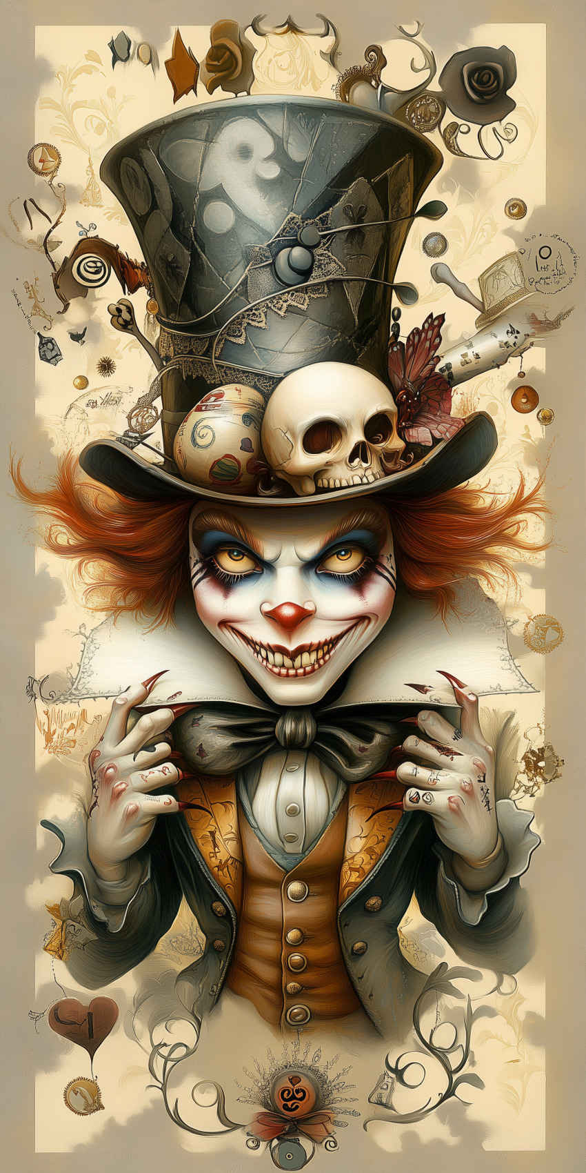 Chapelier fou illustration d'art dessin au crayon de couleur fantastique halloween 13