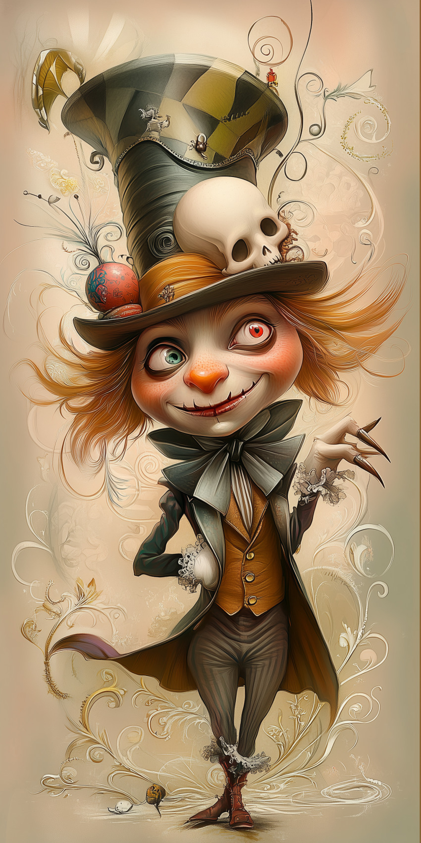 chapelier fou illustration d art dessin au crayon de couleur fantastique halloween 16