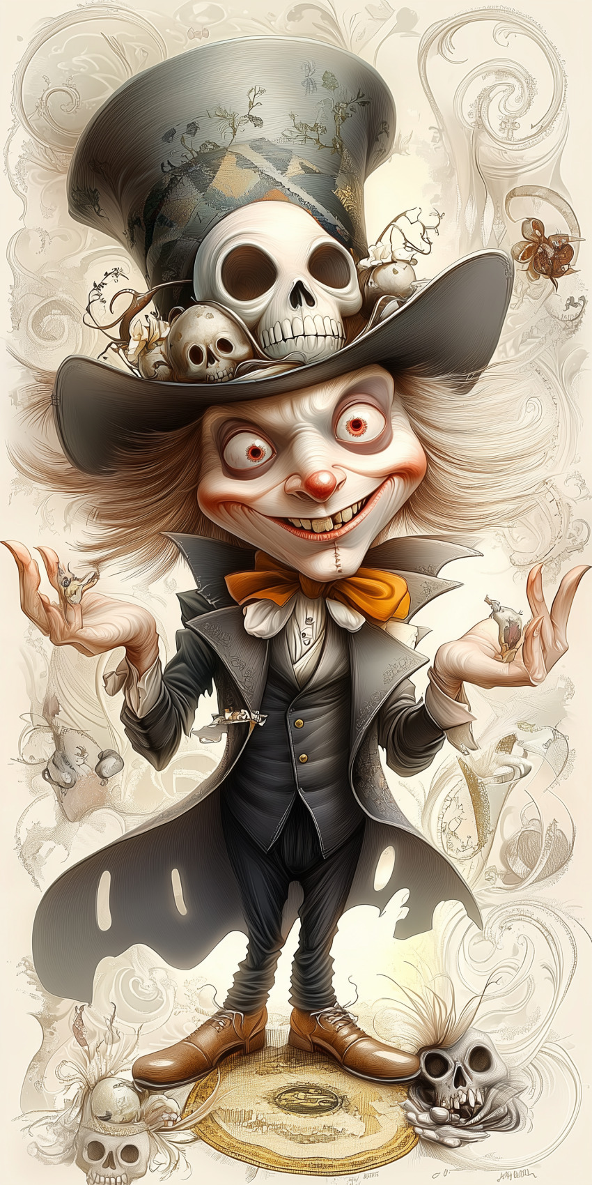 Chapelier fou illustration d'art dessin au crayon de couleur fantastique halloween 4
