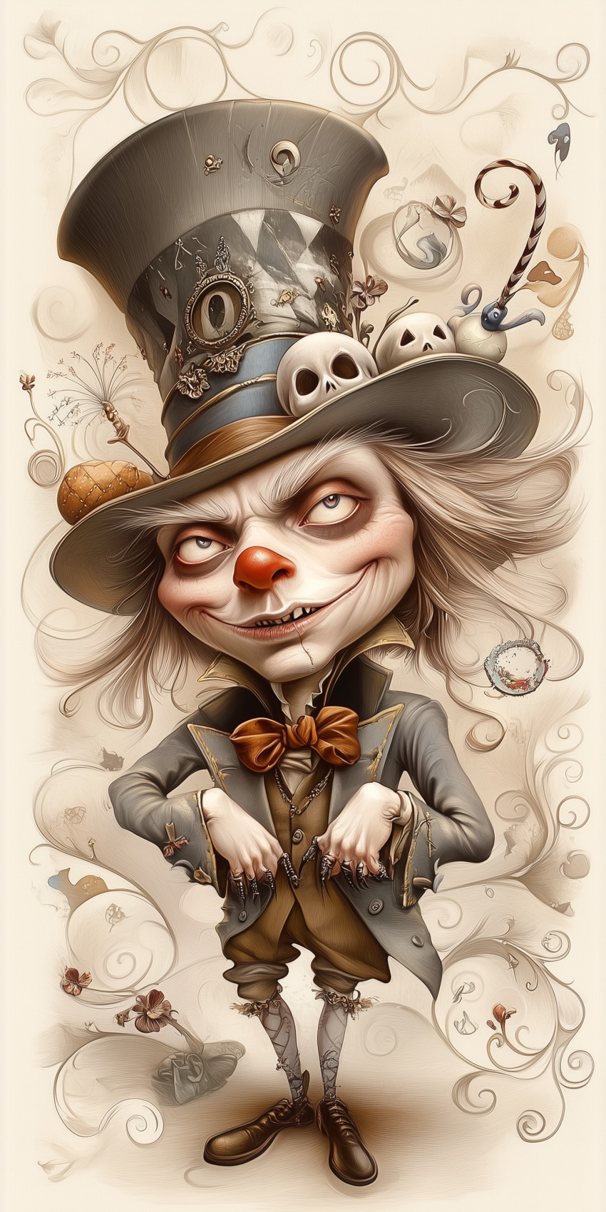 Chapelier fou illustration d'art dessin au crayon de couleur fantastique halloween 5