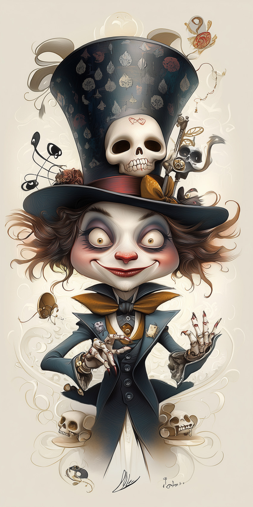Chapelier fou illustration d'art dessin au crayon de couleur fantastique halloween 6