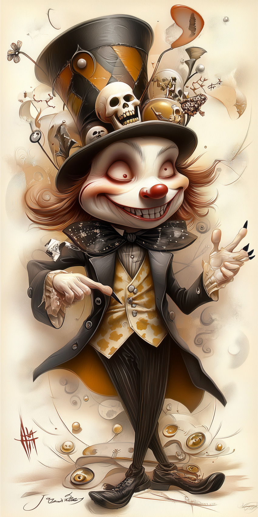 chapelier fou illustration d art dessin au crayon de couleur fantastique halloween 9