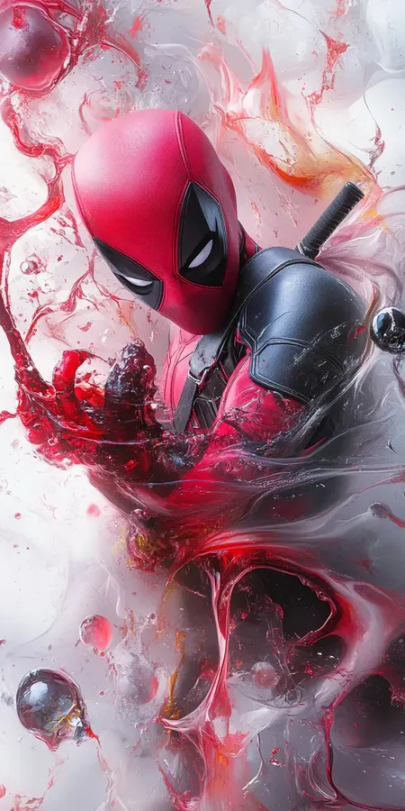 particules Fond d'écran Mobile Deadpool Marvel : Action Explosive en Rouge, Noir et Blanc recherche par mot clé unique.