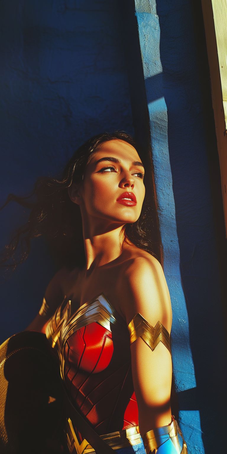 Fond d'écran Mobile Wonder Woman Gal Gadot Lumière Dramatique - Style Helmut Newton