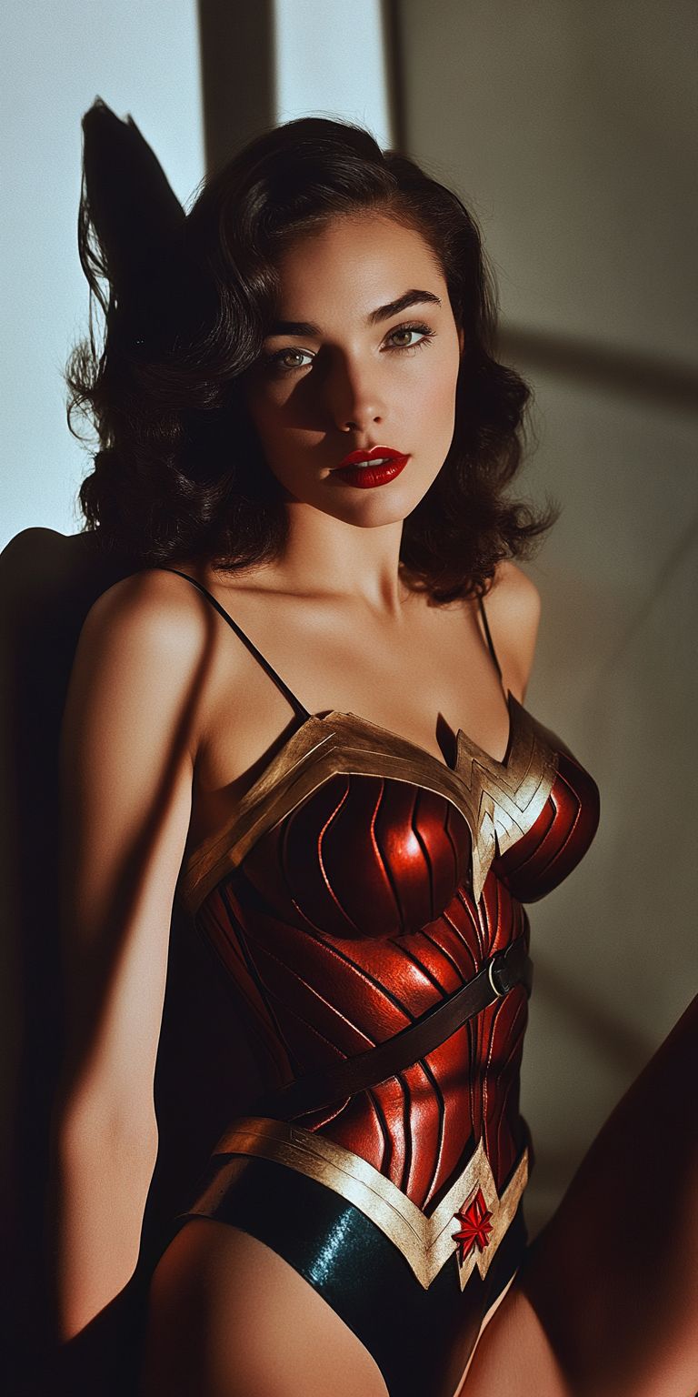 Fond d'écran Mobile Wonder Woman Rouge et Or Style Classique