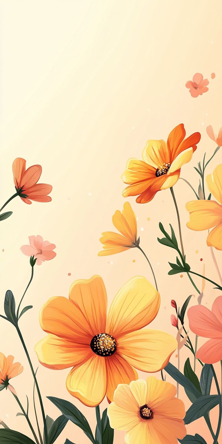Fond d'écran Mobile Fleurs Jaunes et Orangées : Douceur et Chaleur Florale