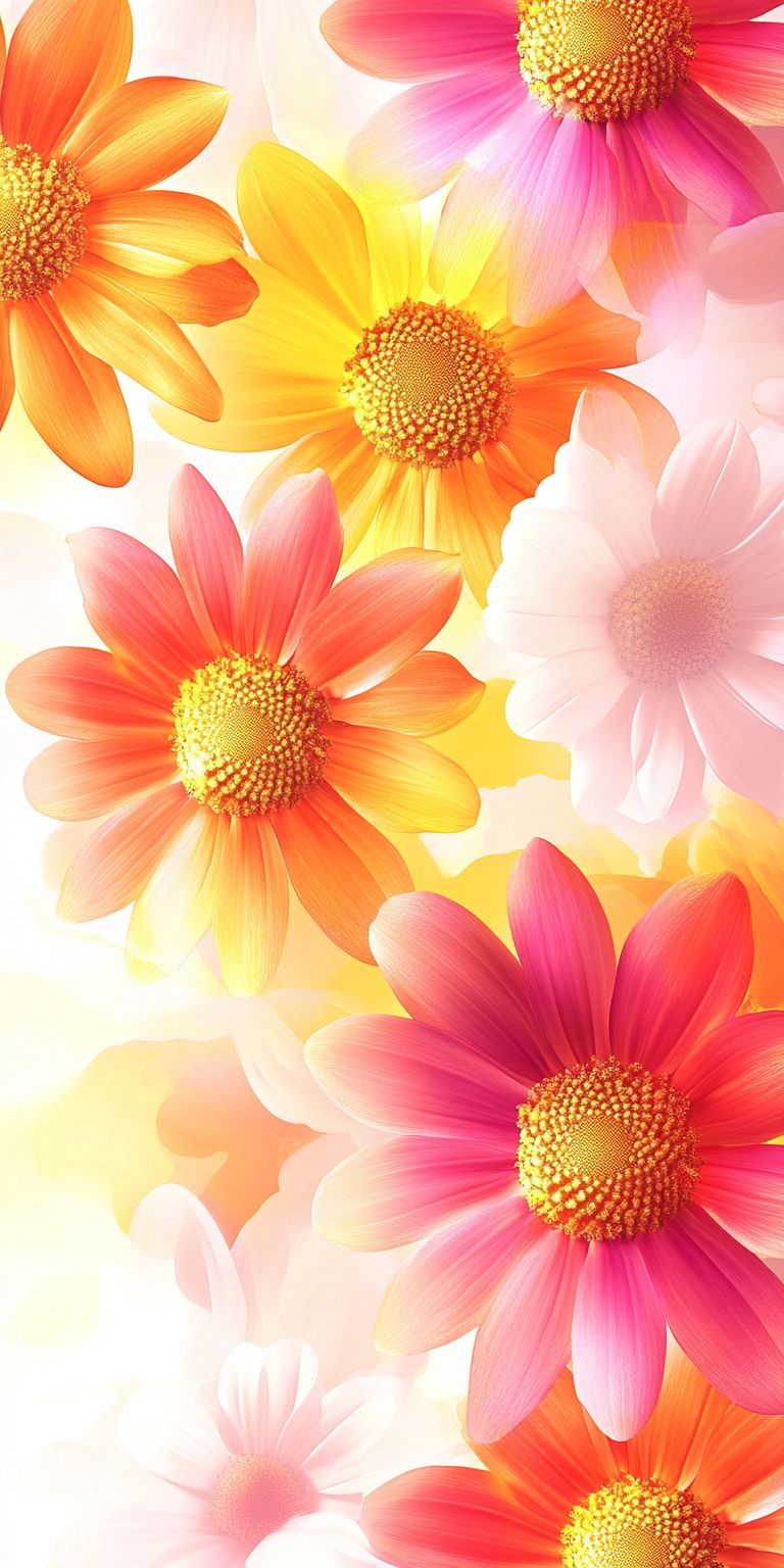 Fond d'écran Mobile Fleurs Lumineuses : Harmonie de Couleurs Chaudes et Douces