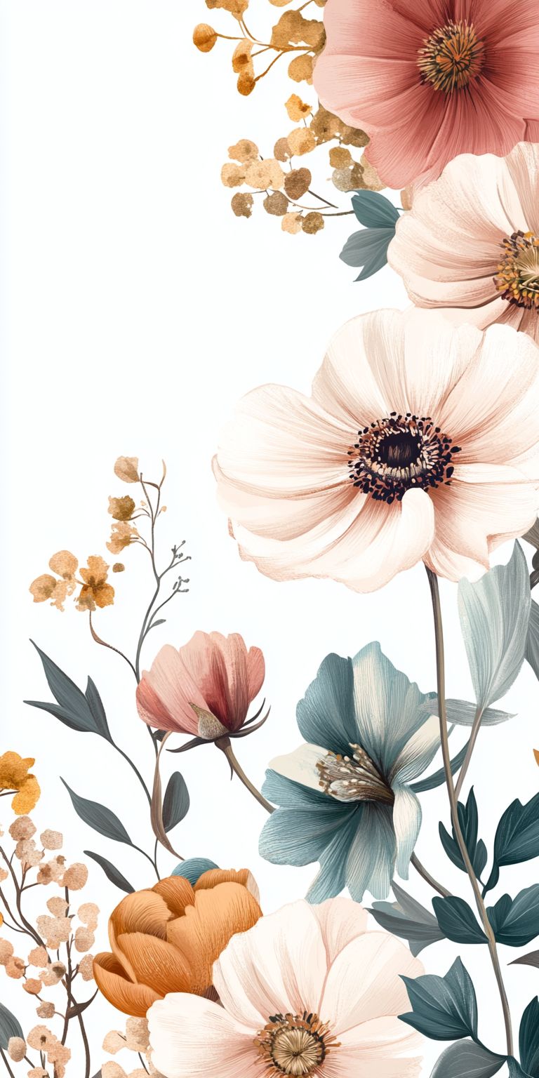 Fond d'écran Mobile Fleurs Pastel : Élégance et Douceur Florale