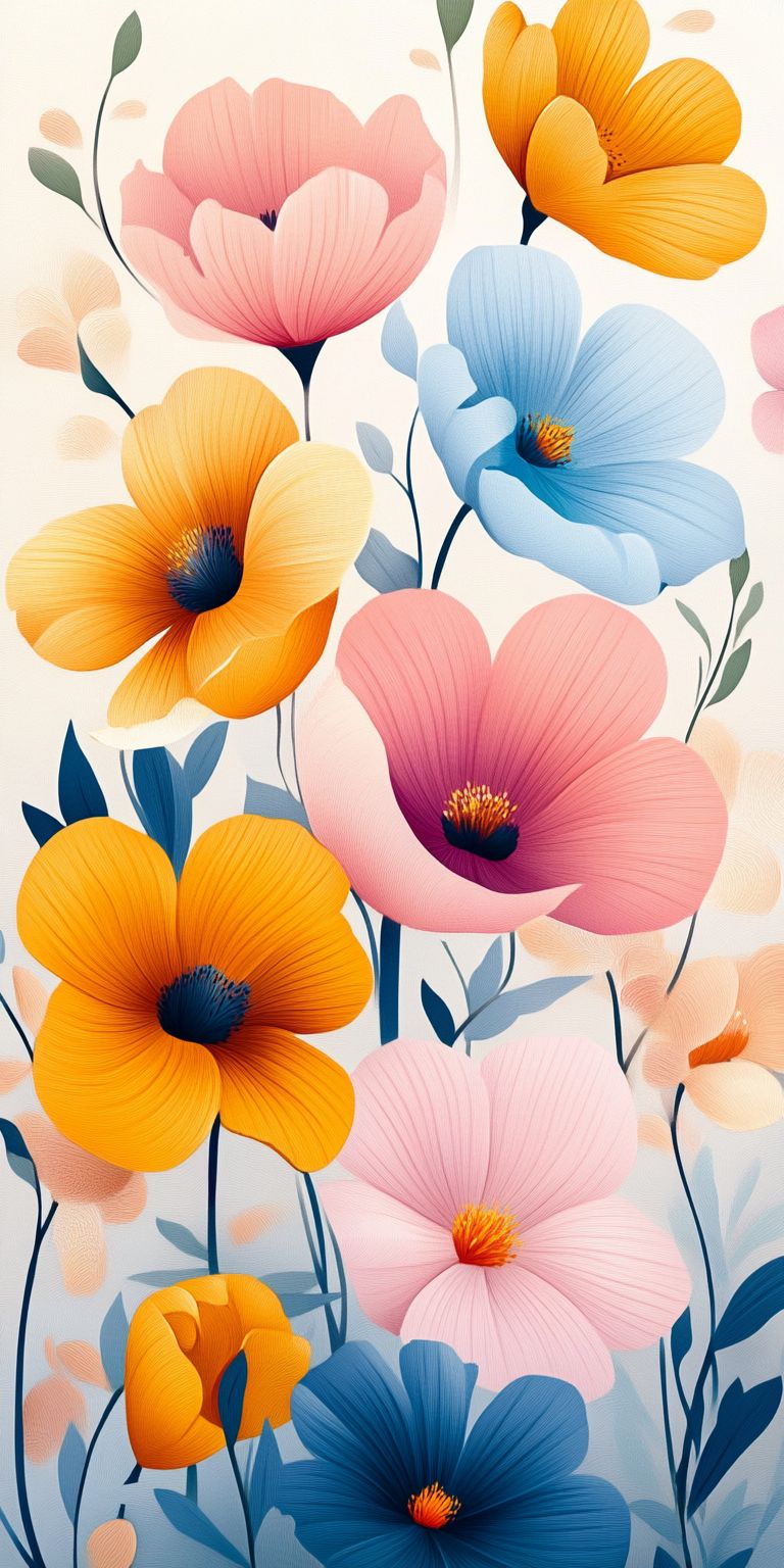 Fond d'écran Mobile Fleurs Colorées : Harmonie Joyeuse et Printanière