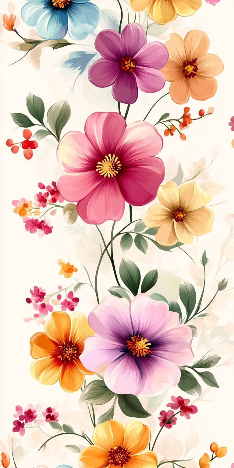 Fond d'écran Mobile Fleurs Colorées : Harmonie Joyeuse et Printanière