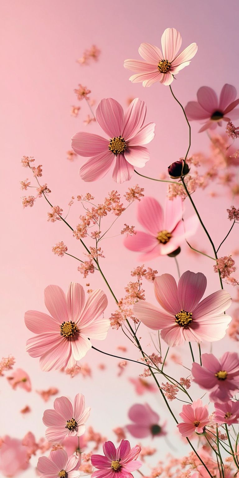 Fond d'écran Mobile Fleurs Roses Pastel : Douceur et Lumière Printanière