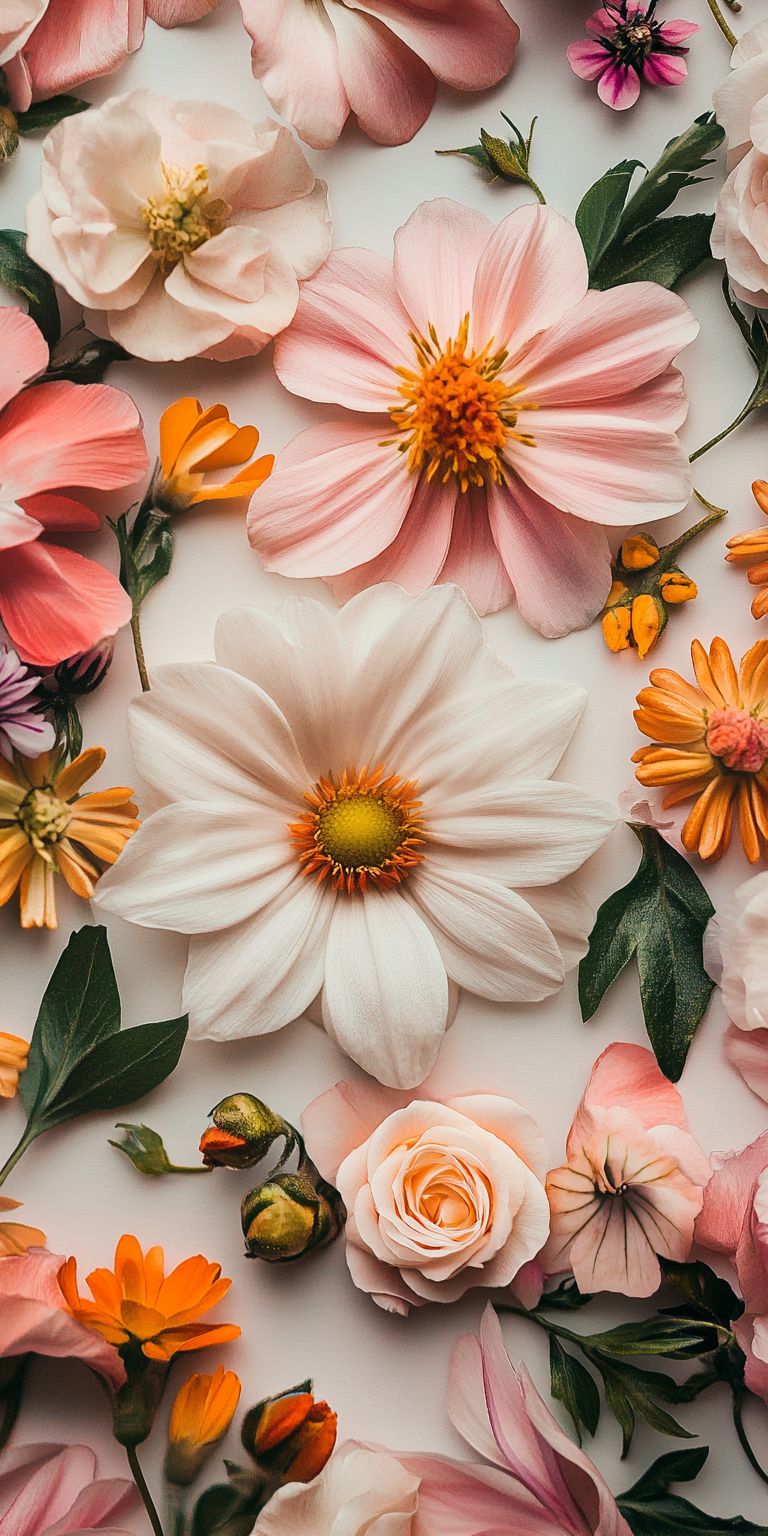 Fond d'écran Mobile Bouquet Pastel : Harmonie de Couleurs et de Lumière Douce