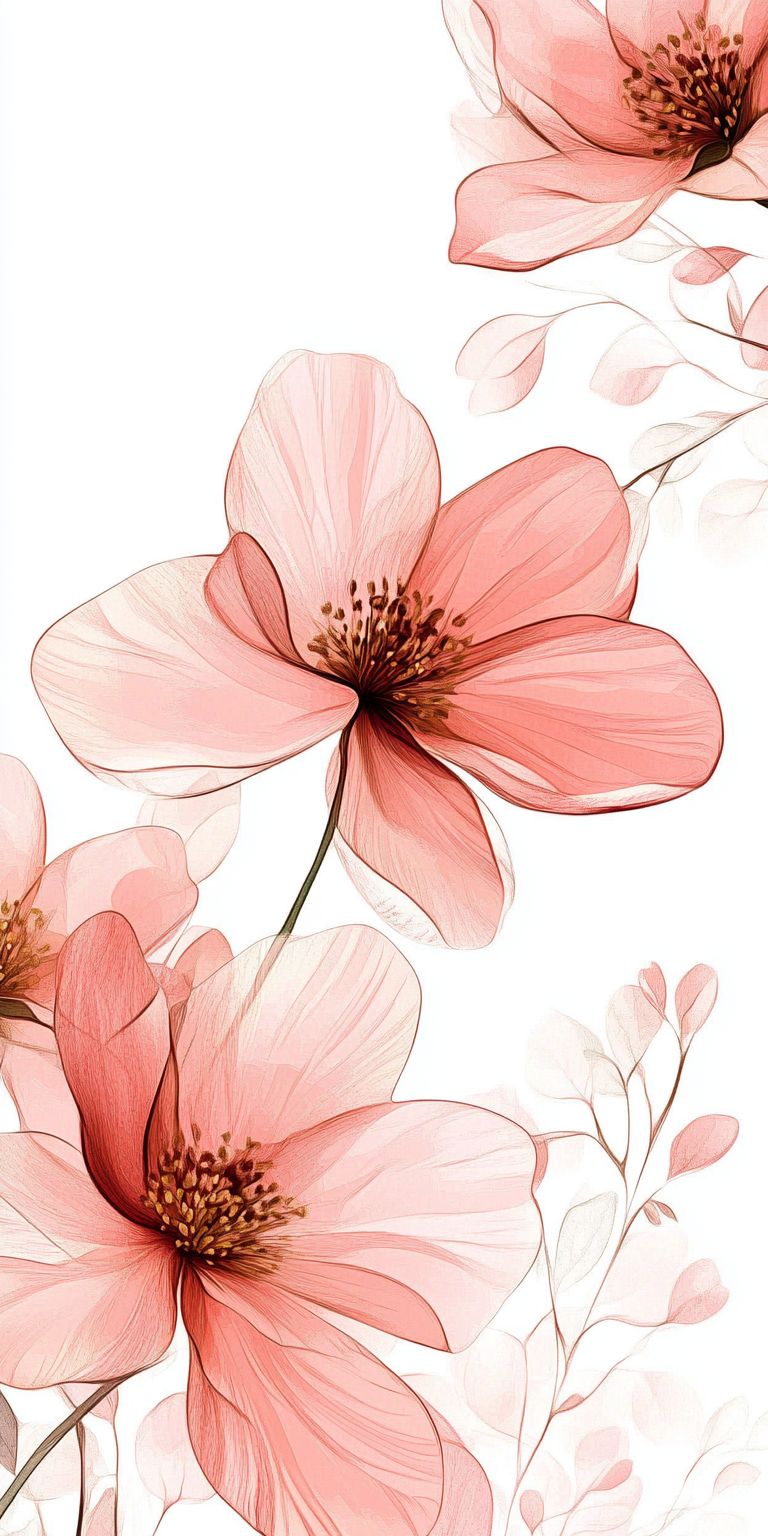 Fond d'écran Mobile Fleurs Translucides : Douceur et Lumière Pastel