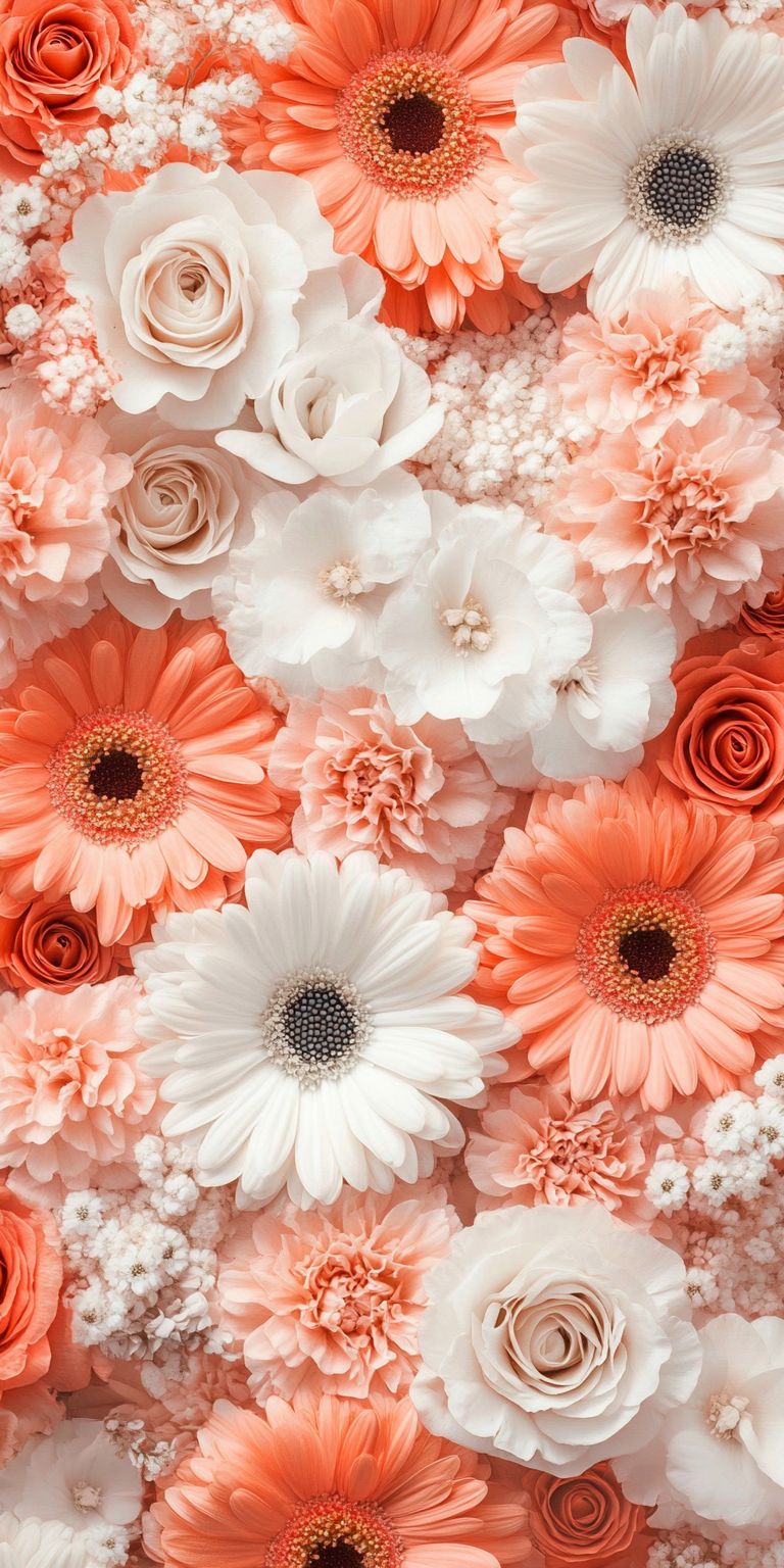Fond d'écran Mobile Bouquet Pastel : Harmonie de Gerberas, Roses et Fleurs Blanches