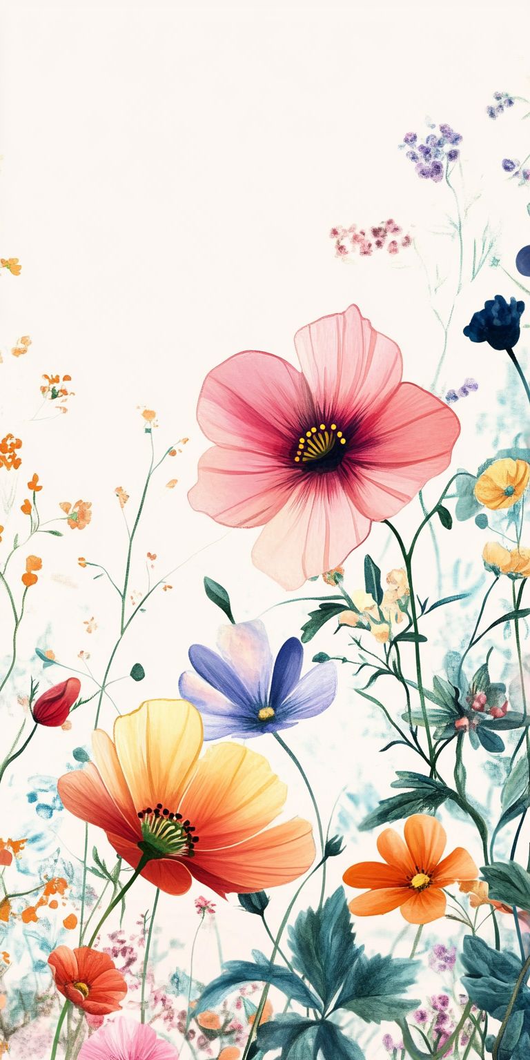 Fond d'écran Mobile Aquarelle Florale : Douceur et Couleurs Printanières