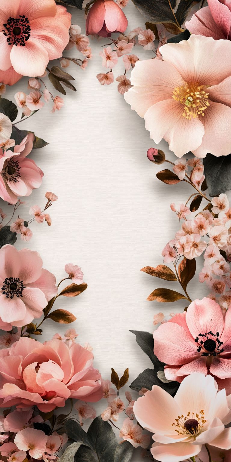 Fond d'écran Mobile Cadre Floral Rosé : Douceur et Élégance Printanière