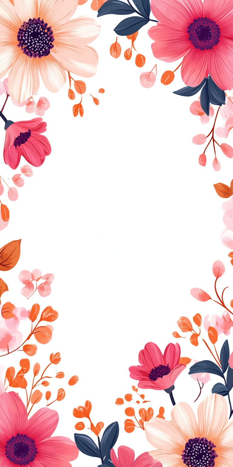 Fond d'écran Mobile Cadre Floral : Douceur et Éclat Rosé