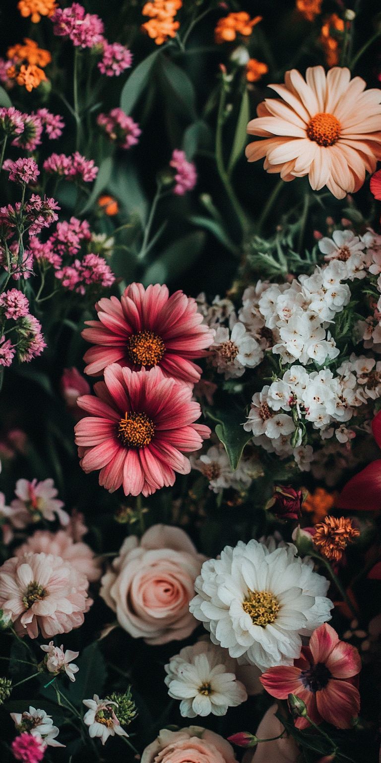 Fond d'écran Mobile Floraison Pastel : Harmonie de Couleurs et Détails Floraux