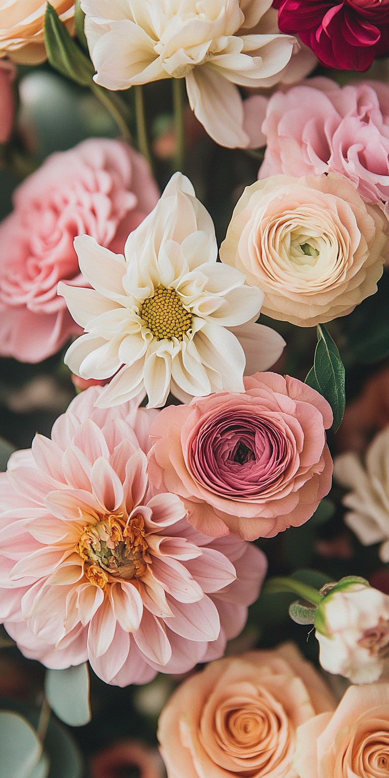 Fond d'écran Mobile Bouquet Pastel : Douceur et Élégance Florale