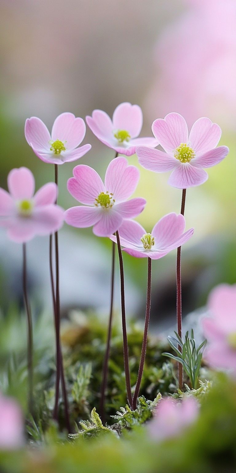 Fond d'écran Mobile Anémones : Douceur Printanière et Détails Délicats