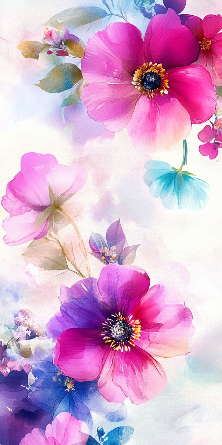 Fond d'écran Mobile Fleurs : Explosion de couleurs vibrantes, allant du rose fuchsia au violet profond