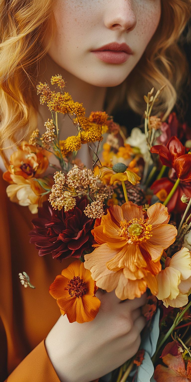 Fond d'écran Mobile Bouquet Automnal : Harmonie de Couleurs Chaudes et Textures