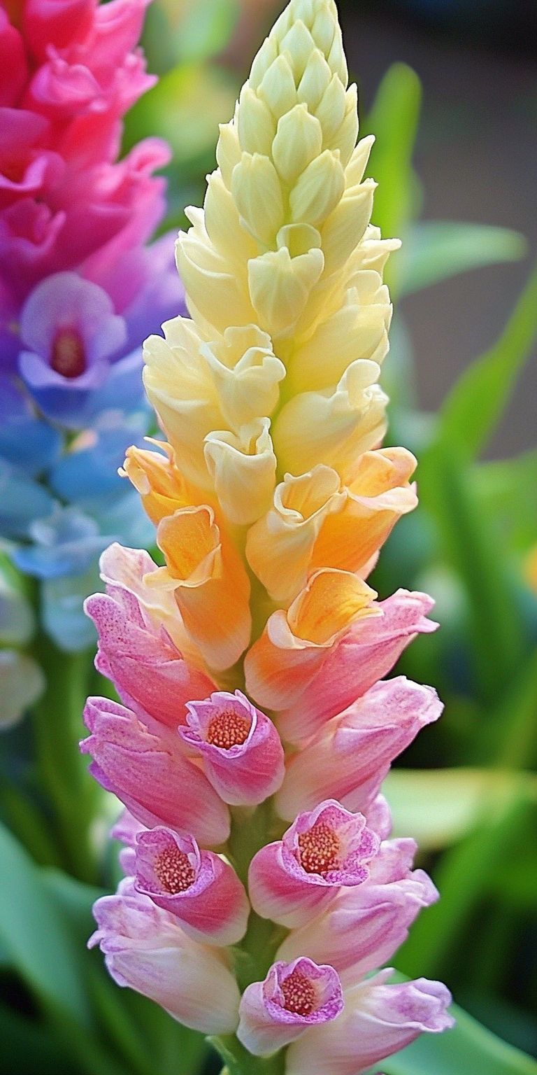 Fond d’écran floral en HD – Lupin multicolore en dégradé de jaune, orange et rose