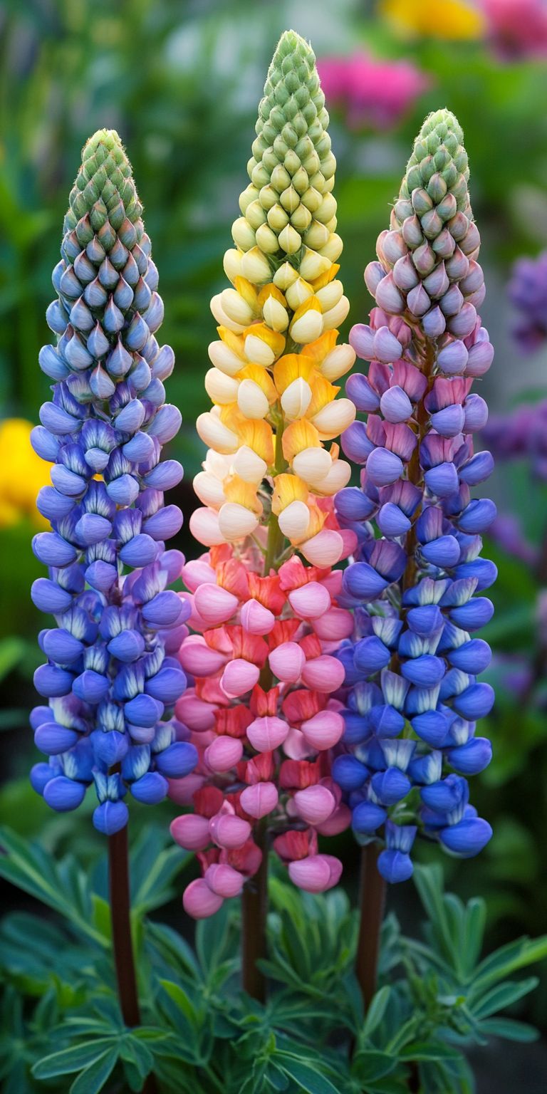 Harmonie florale - Un trio de lupins aux couleurs éclatantes