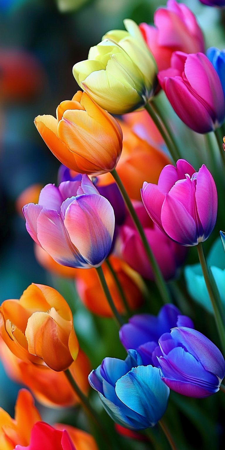 Fleurs de plusieurs couleurs pour un fond d'écran mobile.