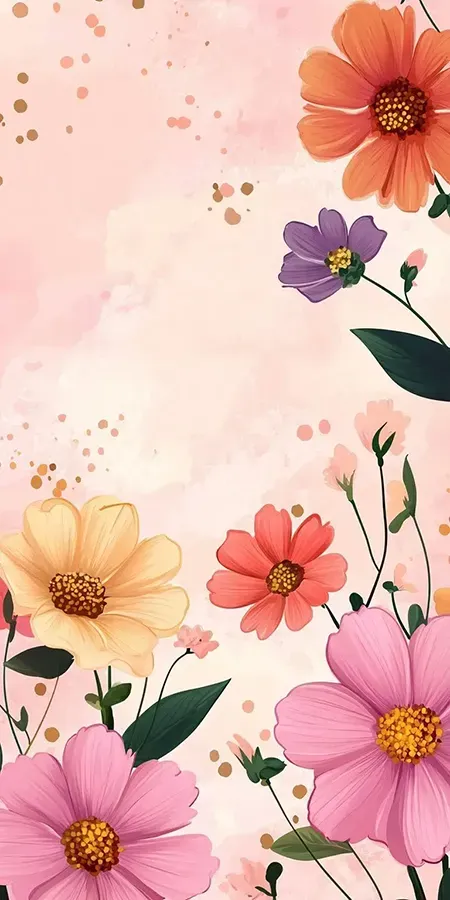 Fond d'écran Mobile Fleurs Pastel Aquarelle : Douceur et Éclat Printanier