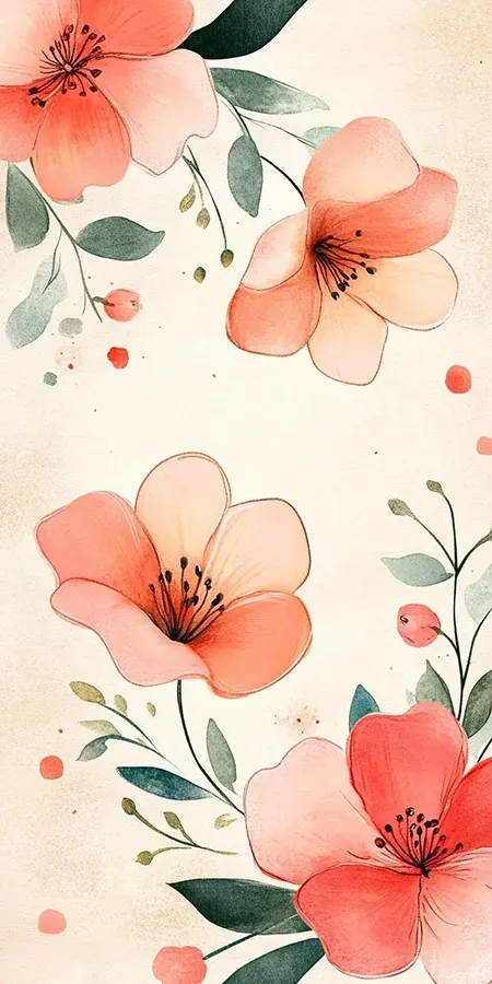 Fond d'écran Mobile Fleurs Aquarelle Roses : Douceur et Élégance Naturelle