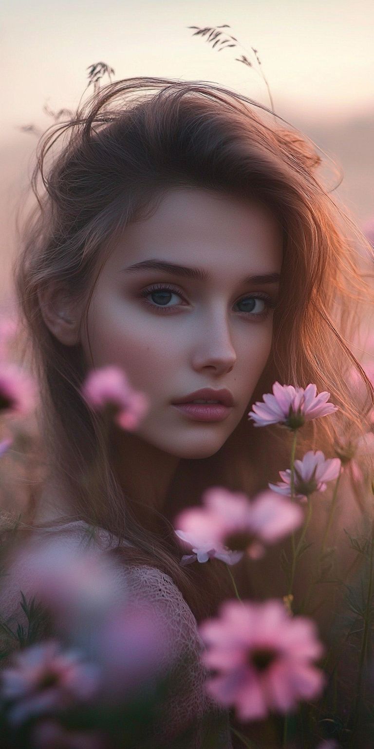 fond d ecran belle femme dans les fleurs pour mobile 14