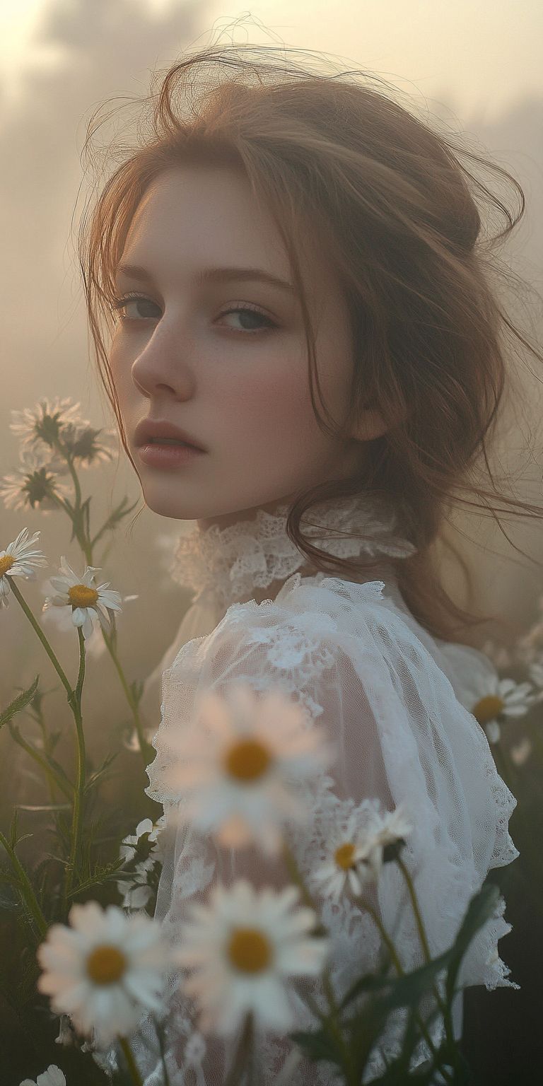 fond d ecran belle femme dans les fleurs pour mobile 31